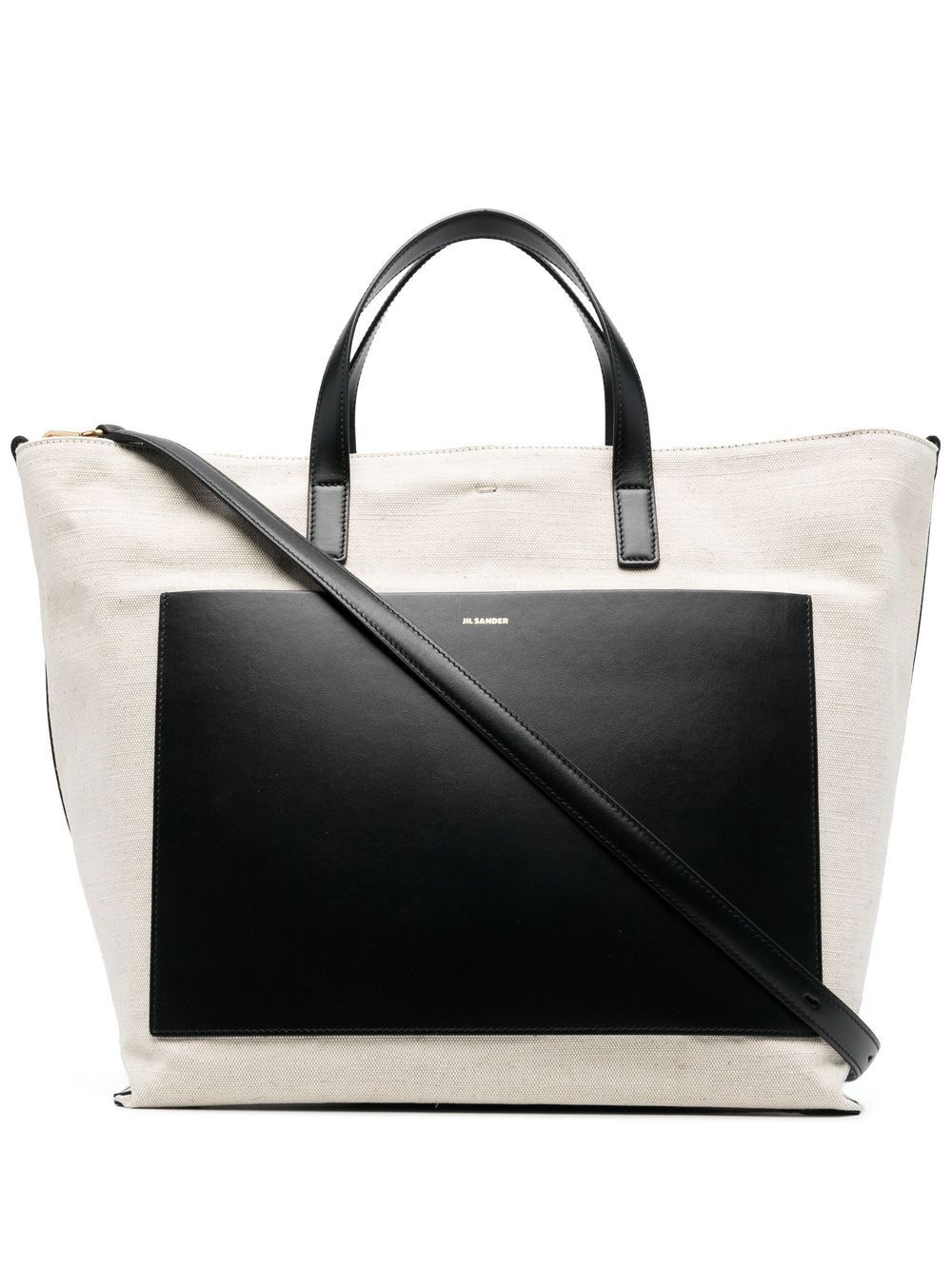 leather-trim panelled tote - 1