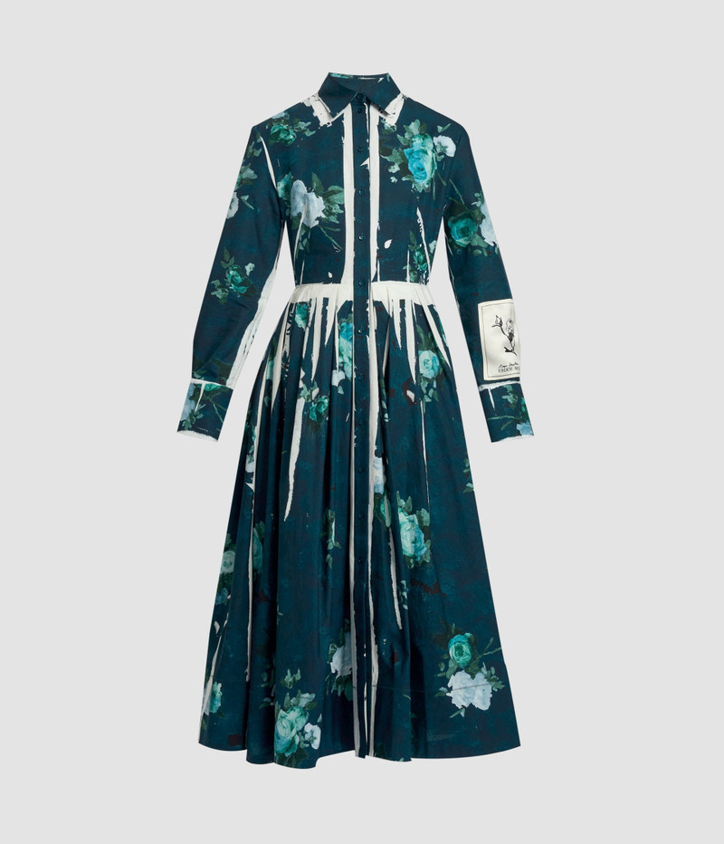 Erdem FLORAL PRINT COTTON FAILLE SHIRT DRESS outlook