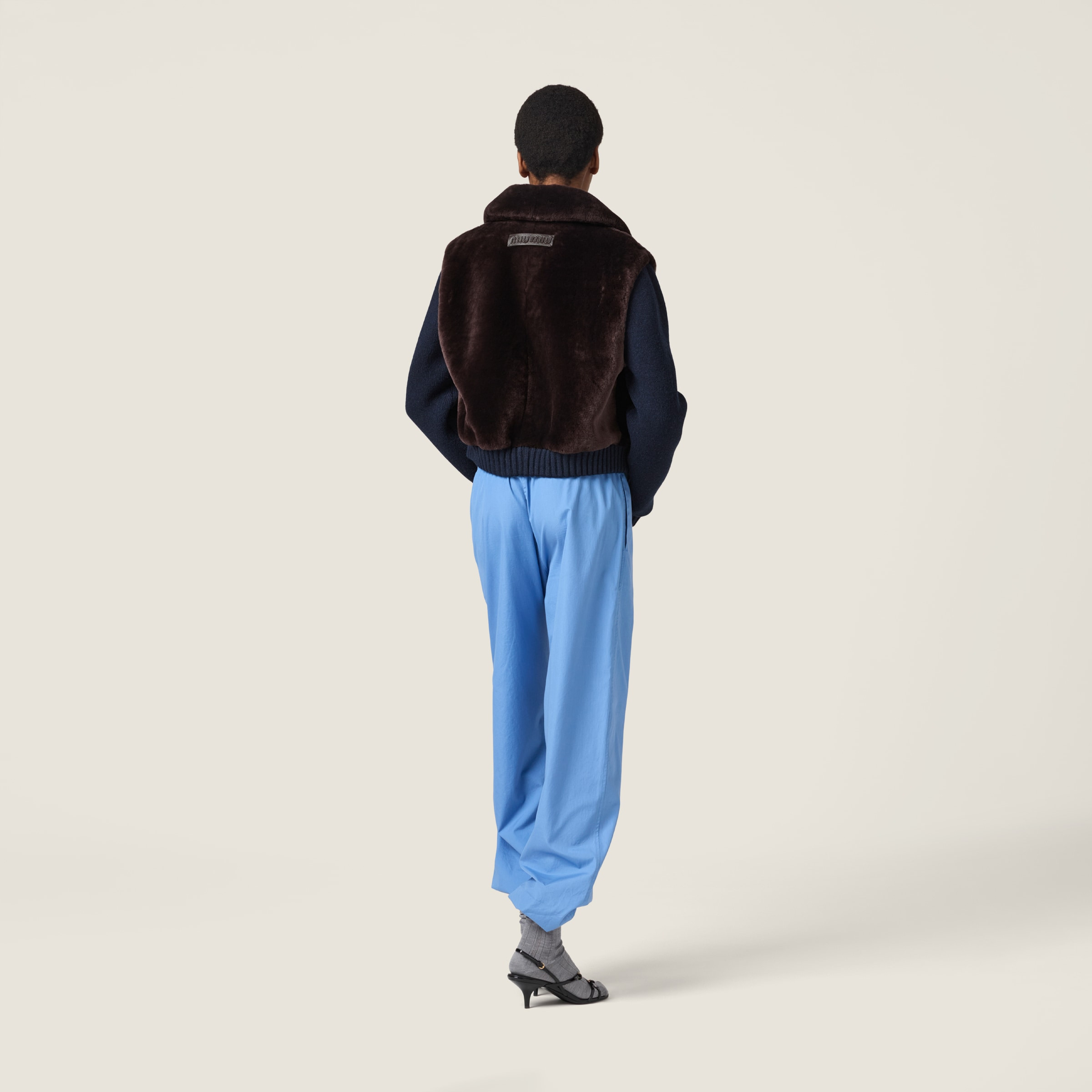 Shearling and knit blouson jacket - 3