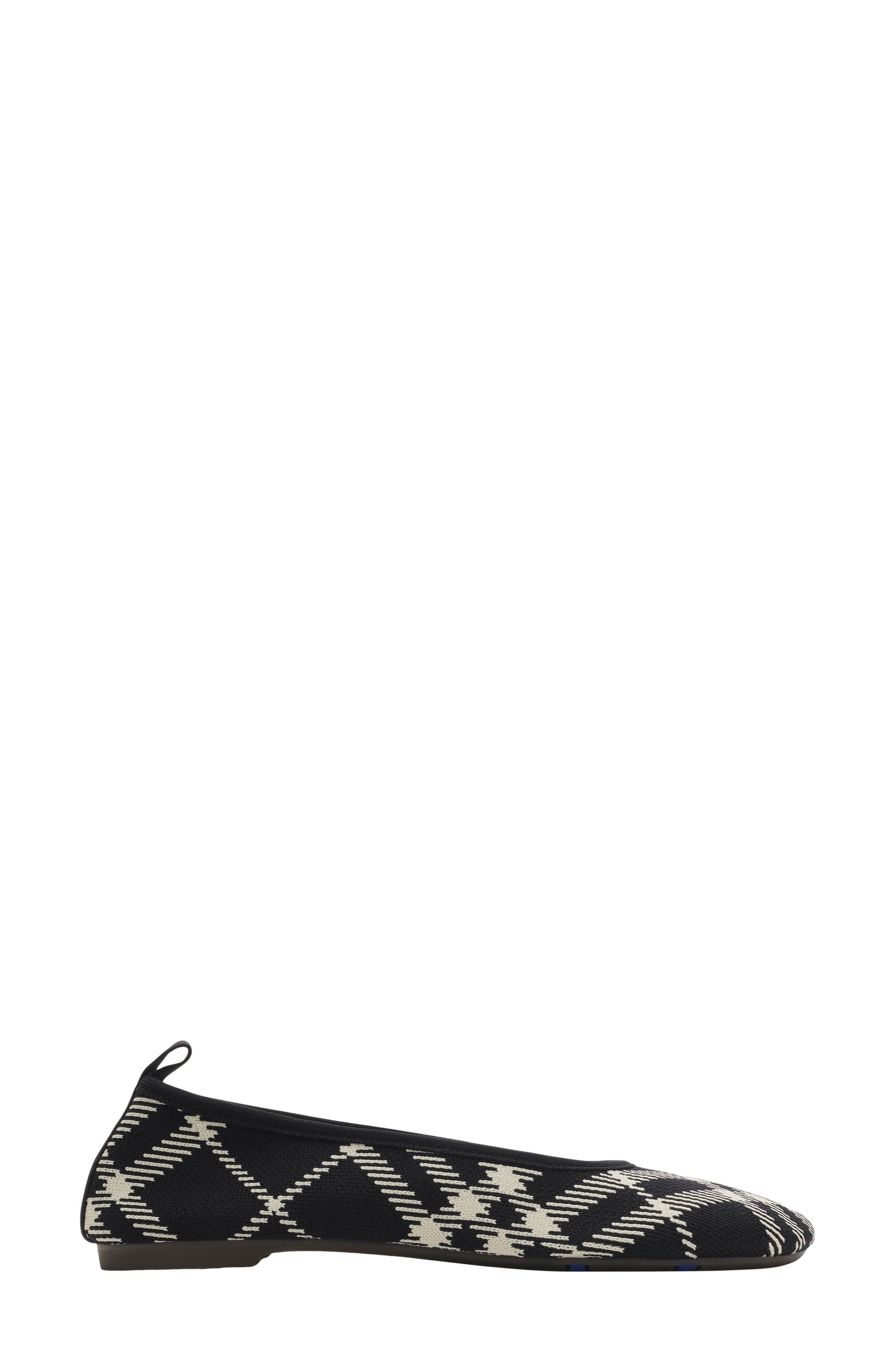 burberry Baby Check Knit Ballerina Flat in Black/Calico Ip Check at Nordstrom - 1