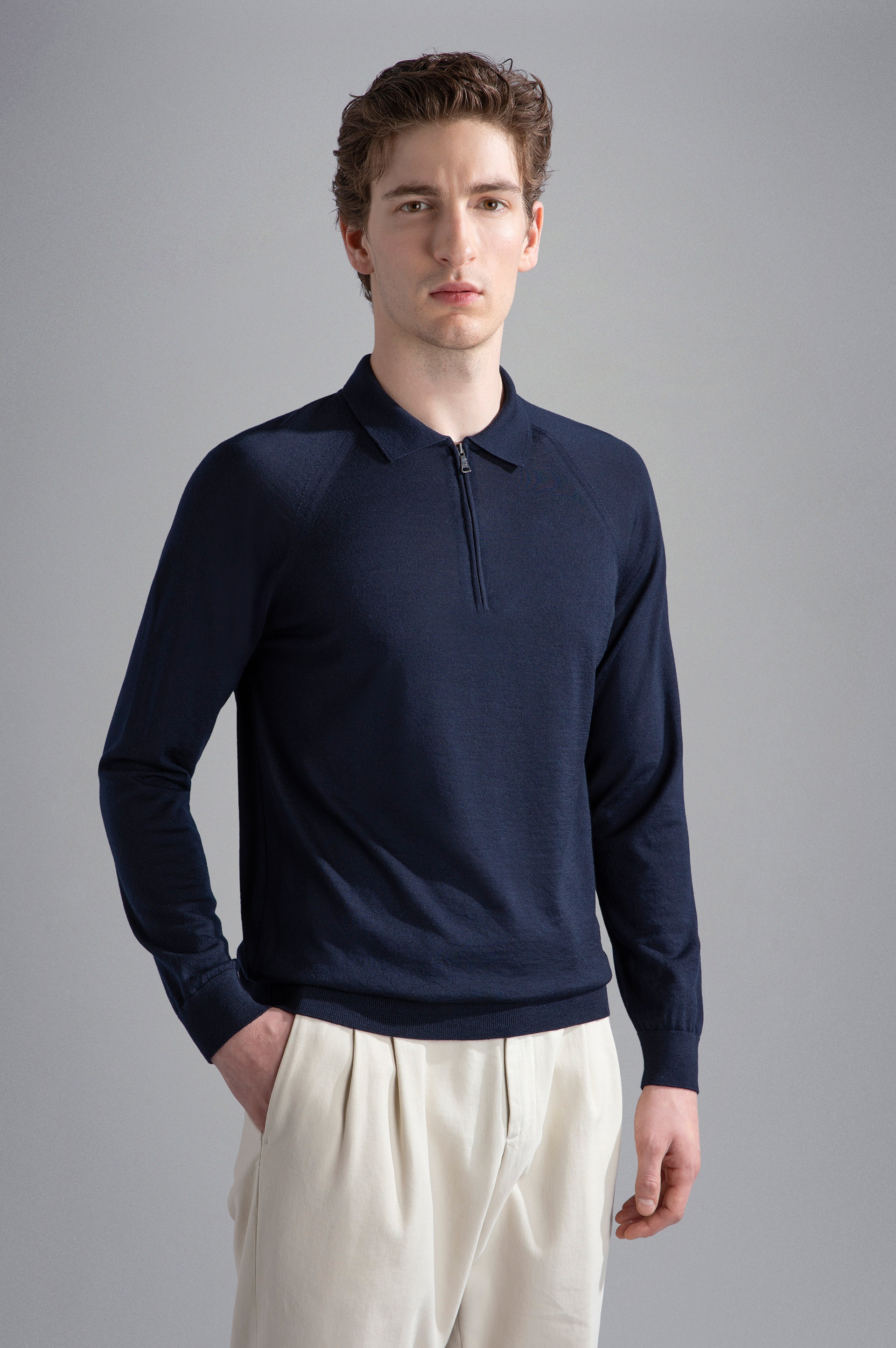 WOOL POLO SHIRT WITH ZIP - 6