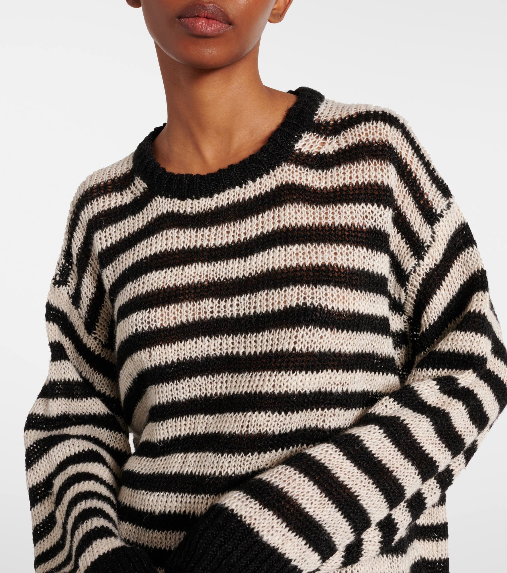 Striped linen-blend sweater - 4