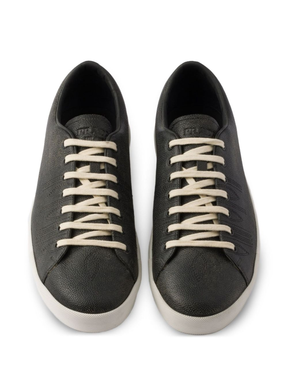 aged-effect lace-up low-top sneakers - 3