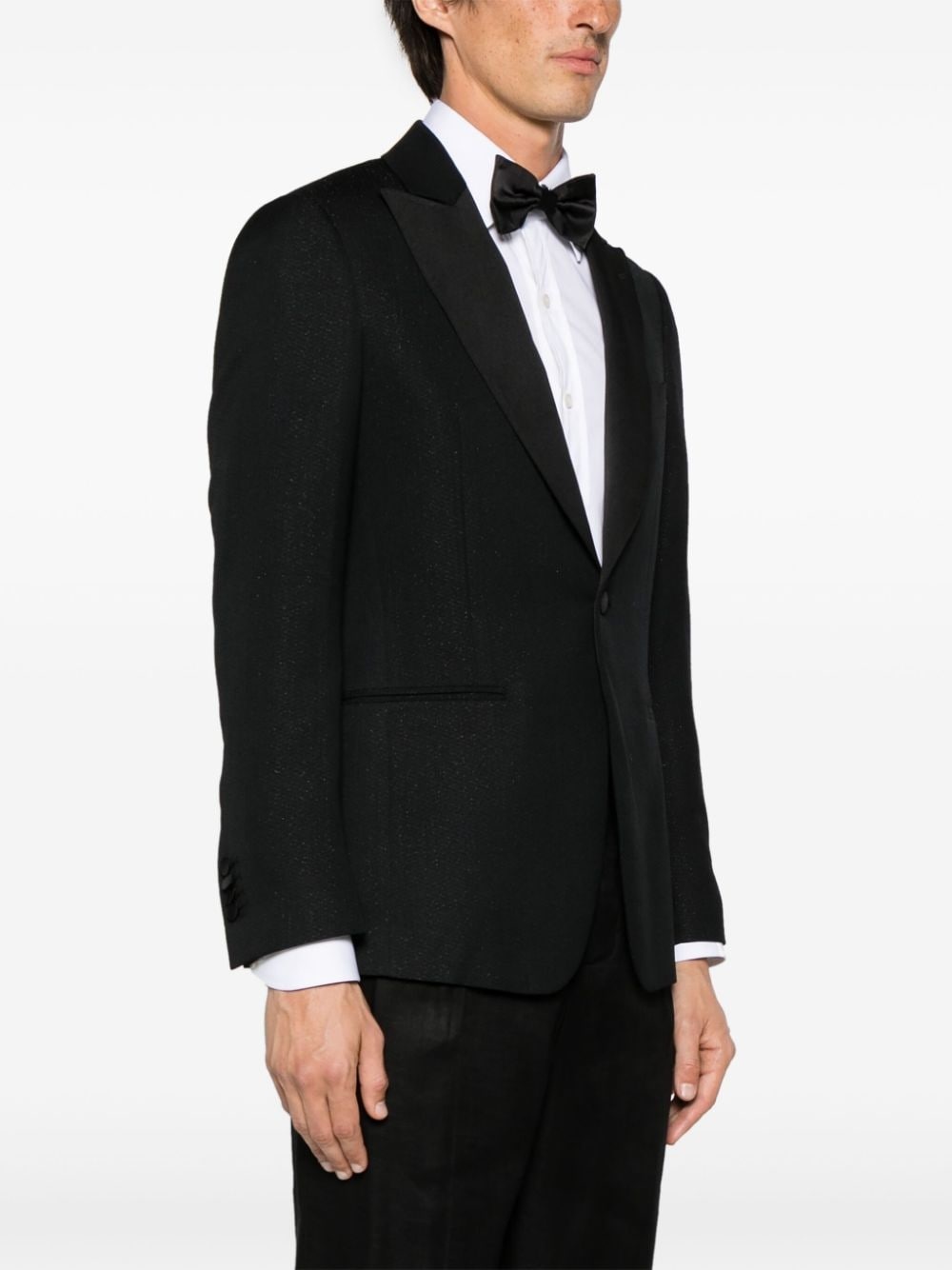 lurex-detail single-breasted blazer - 3