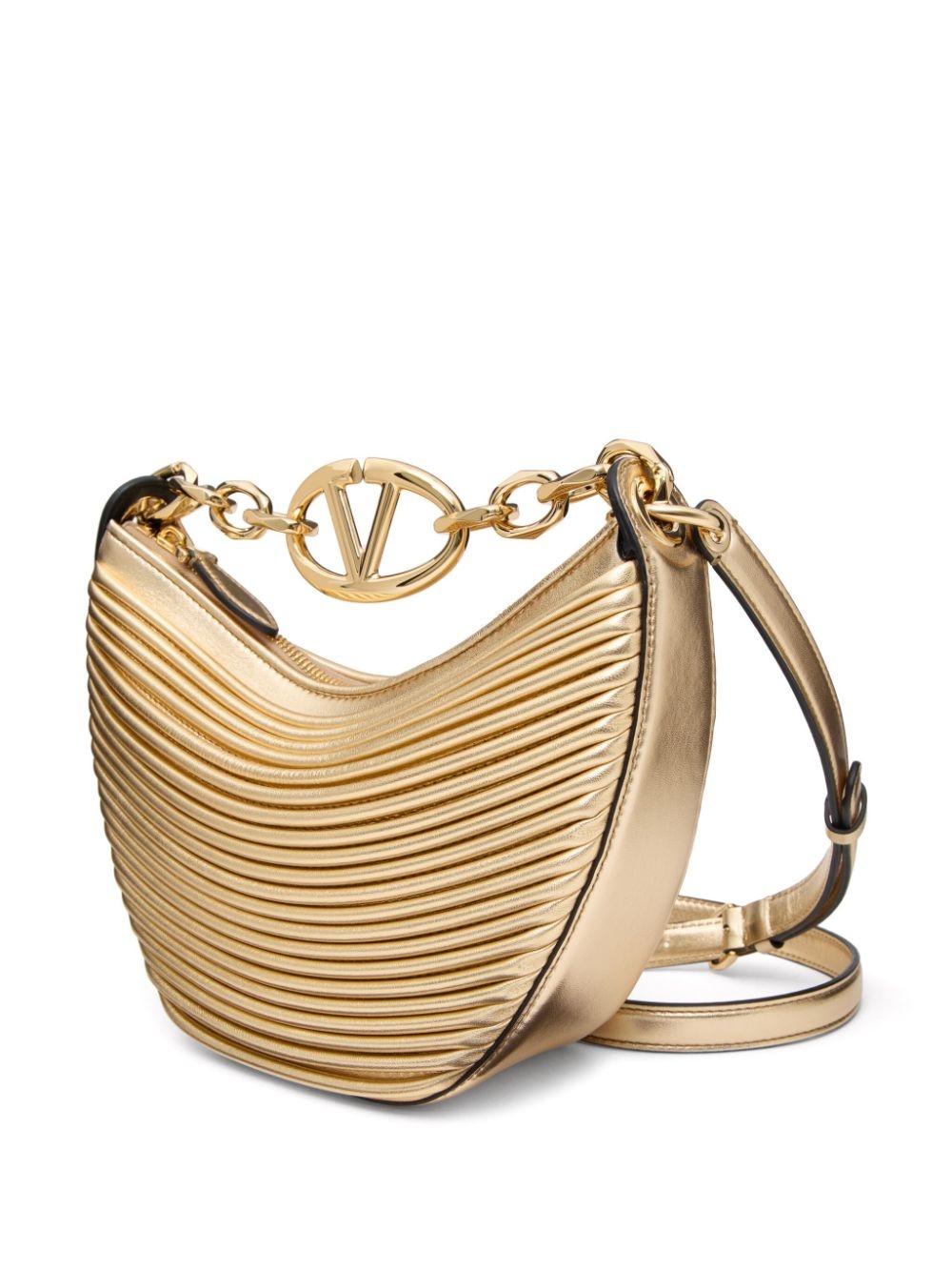 VLogo metallic leather shoulder bag - 6