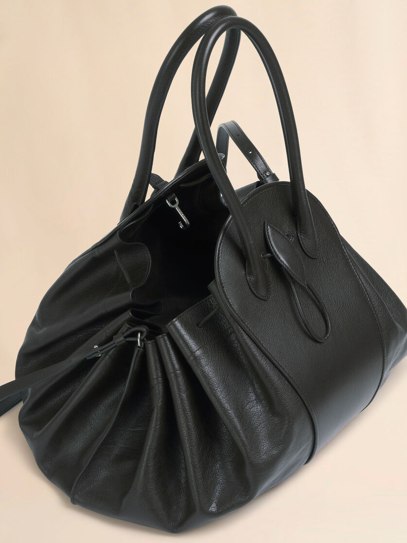 BLACK LEATHER TULIPEA LARGE HANDBAG - 4