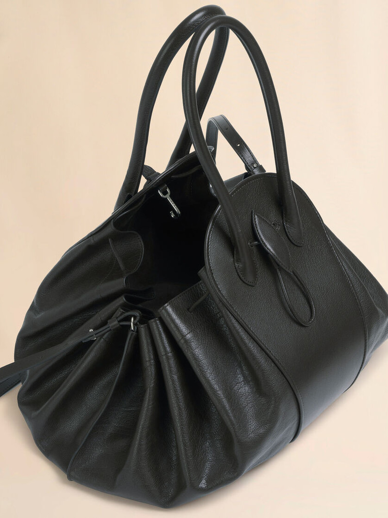 BLACK LEATHER TULIPEA LARGE HANDBAG 4