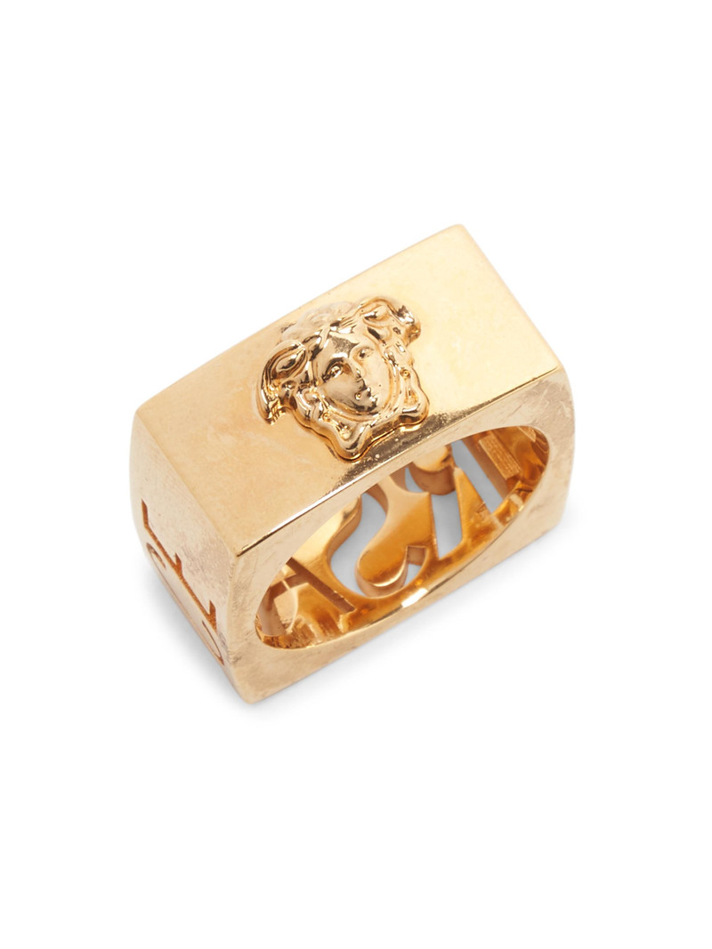 Men's Cut-Out Logo Goldtone Ring - Versace Gold 1