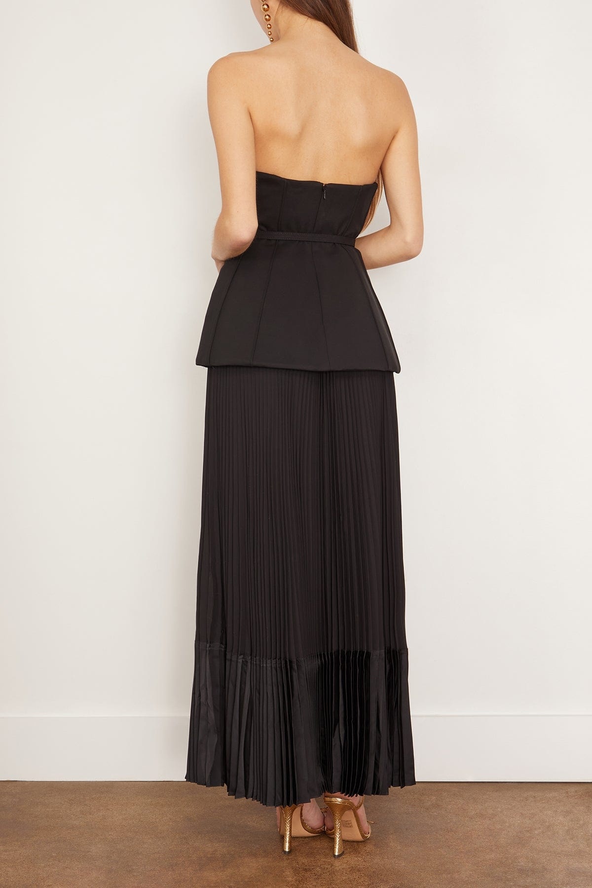 Prisca Belted Bustier Tea Length Dress in Black - 3