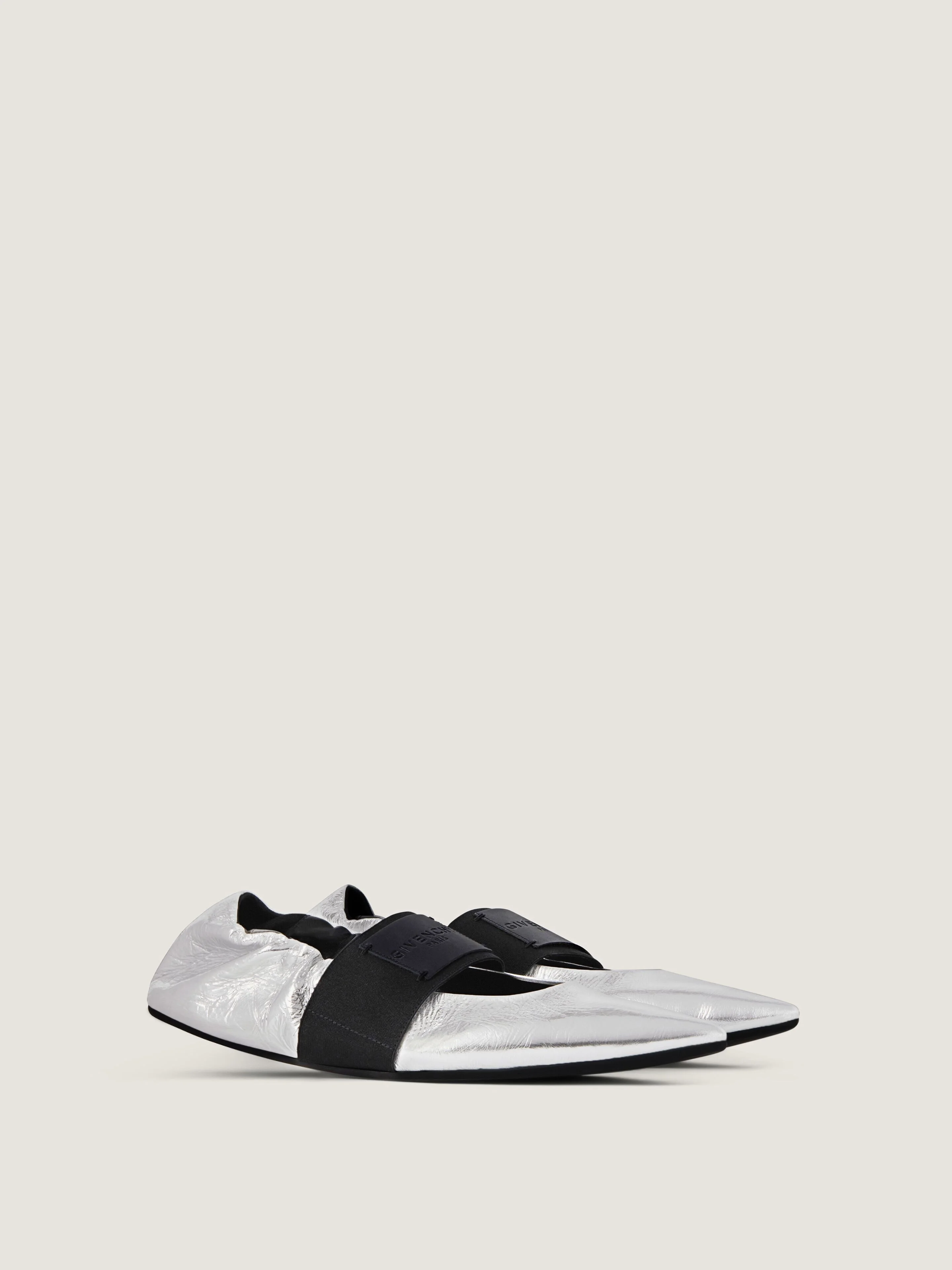 CRUSH BALLERINAS IN WRINKLED-EFFECT METALLIC LEATHER - 1