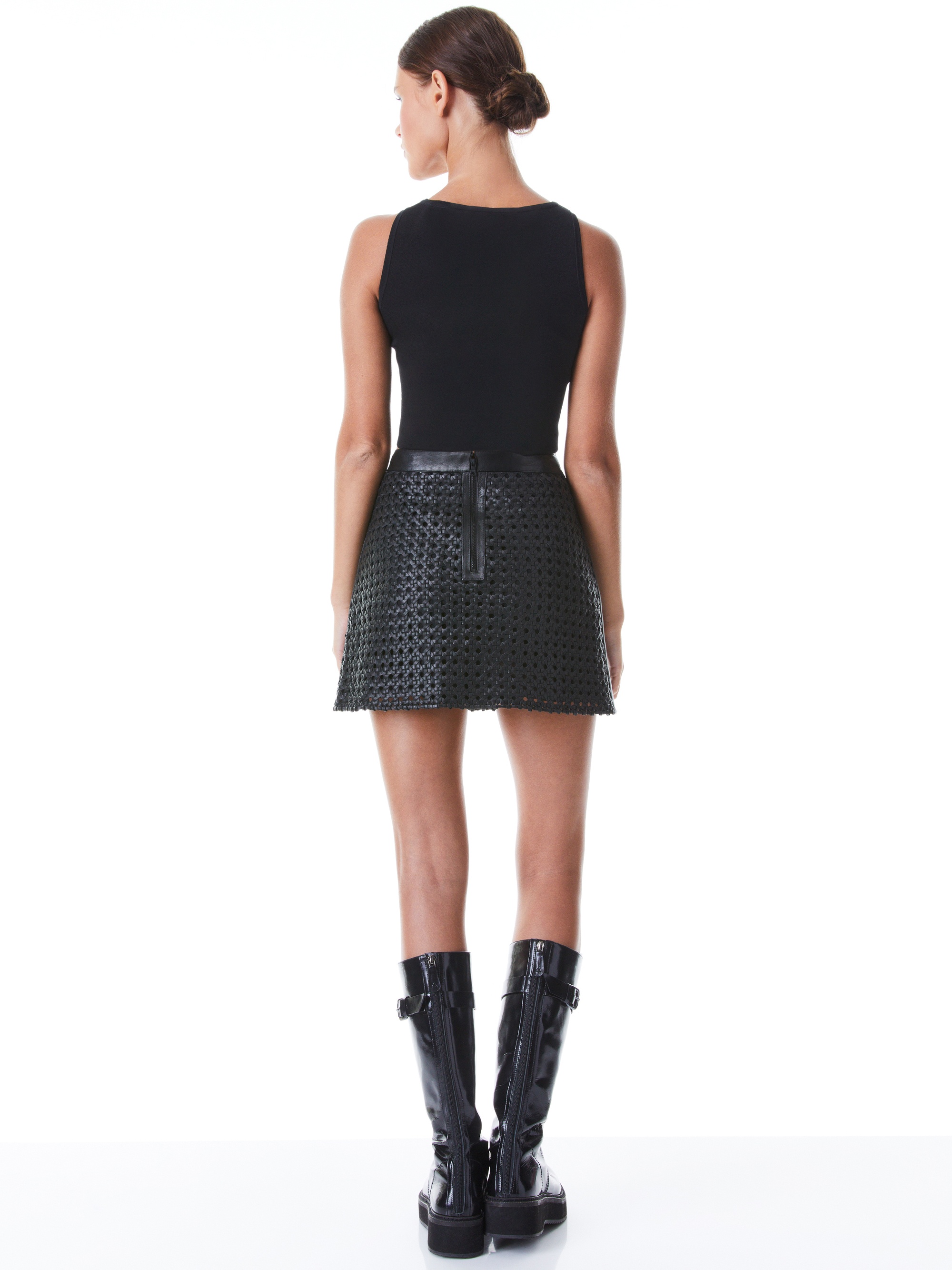RILEY A-LINE LEATHER MINI SKIRT - 3