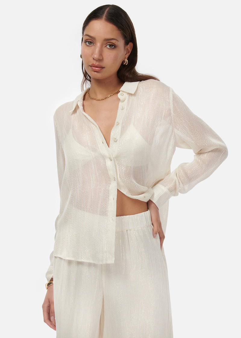 YAEL METALLIC CHIFFON TOP WHITE 1