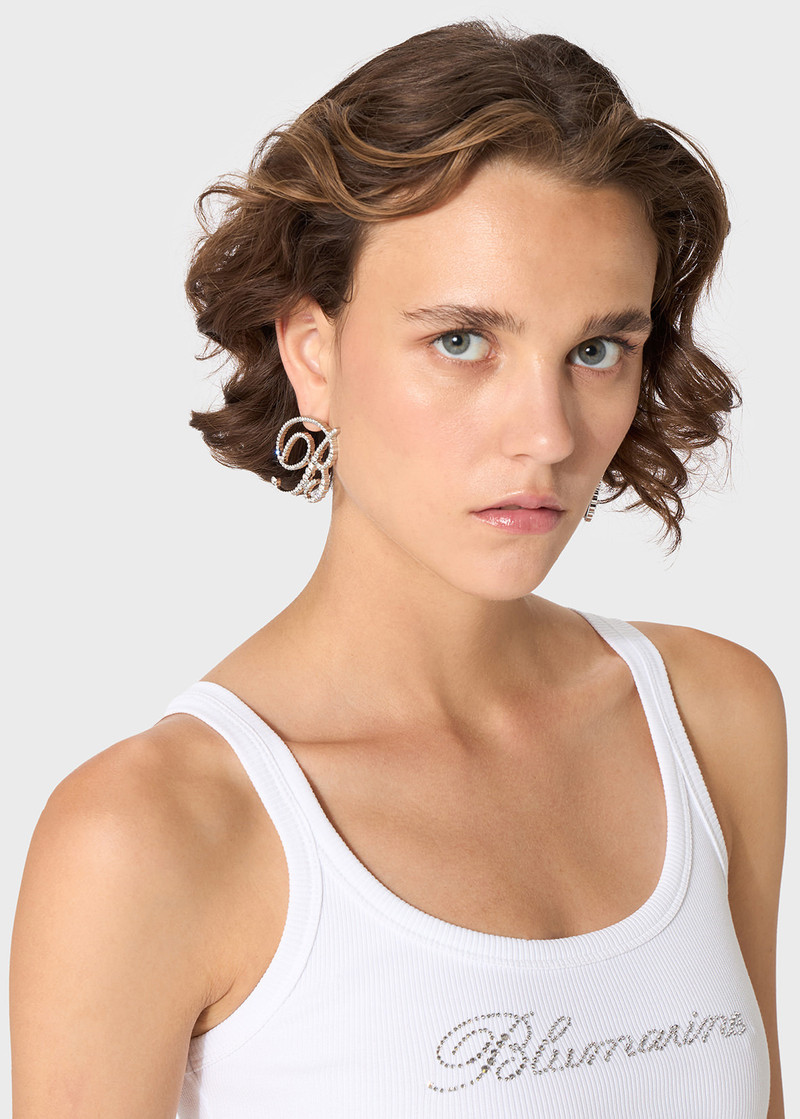 B MONOGRAM RHINESTONE EARRINGS 4