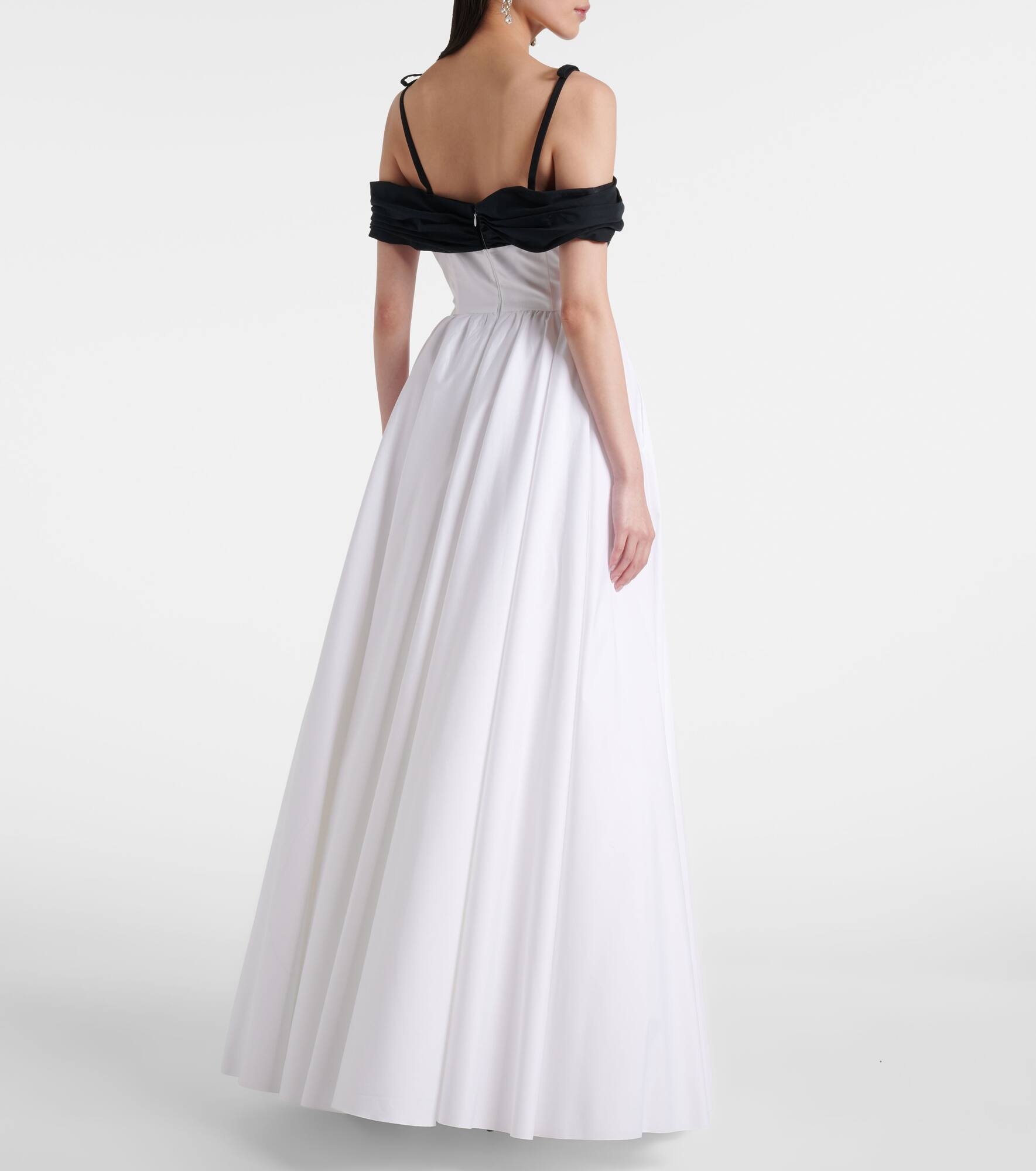 Cutout ruched off-shoulder cotton gown - 3
