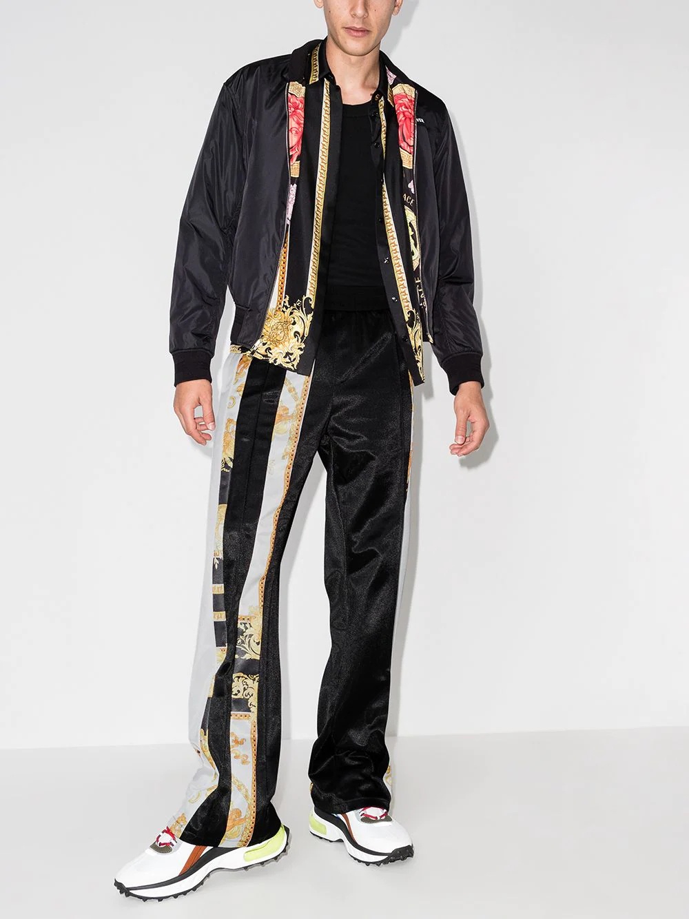 Barocco-print satin track pants - 5