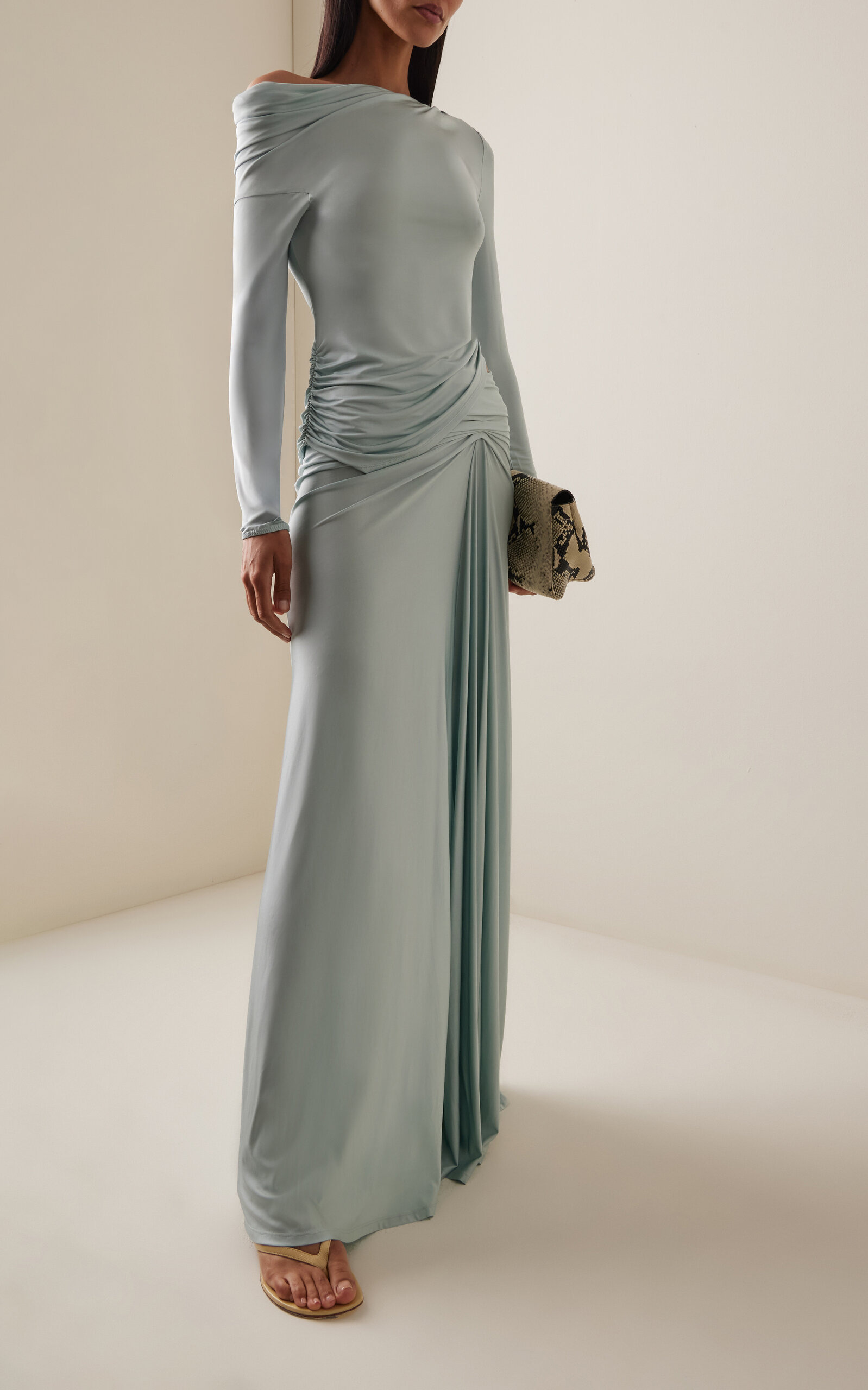 Beatriz Draped Jersey Top blue - 3