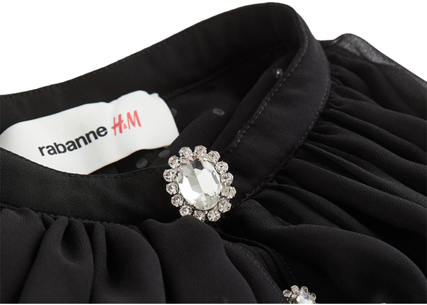 Rabanne H&M Embellished Chiffon Cape Top Black - 3