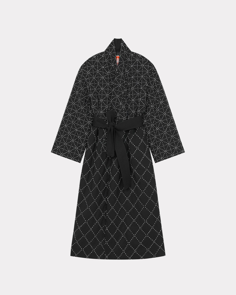 'KENZO Sashiko Stitch' genderless long hand-embroidered coat 1