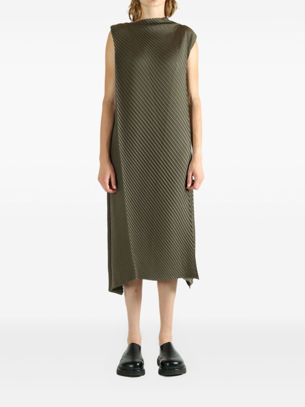Fold Pleats sleeveless midi dress - 1
