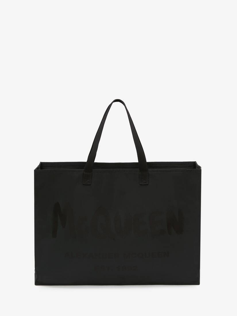 East West Mcqueen Graffiti Tote in Black - 3