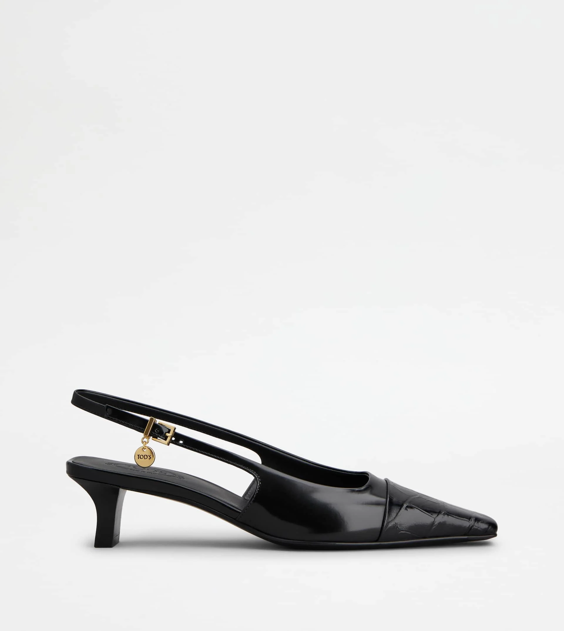 SLINGBACK PUMPS IN LEATHER - BLACK - 1