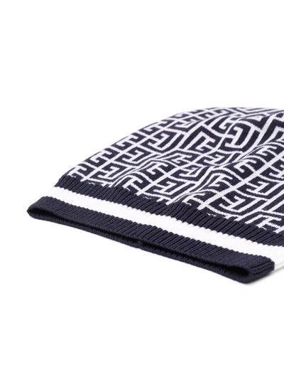 Balmain ribbed detailing monogram beanie outlook