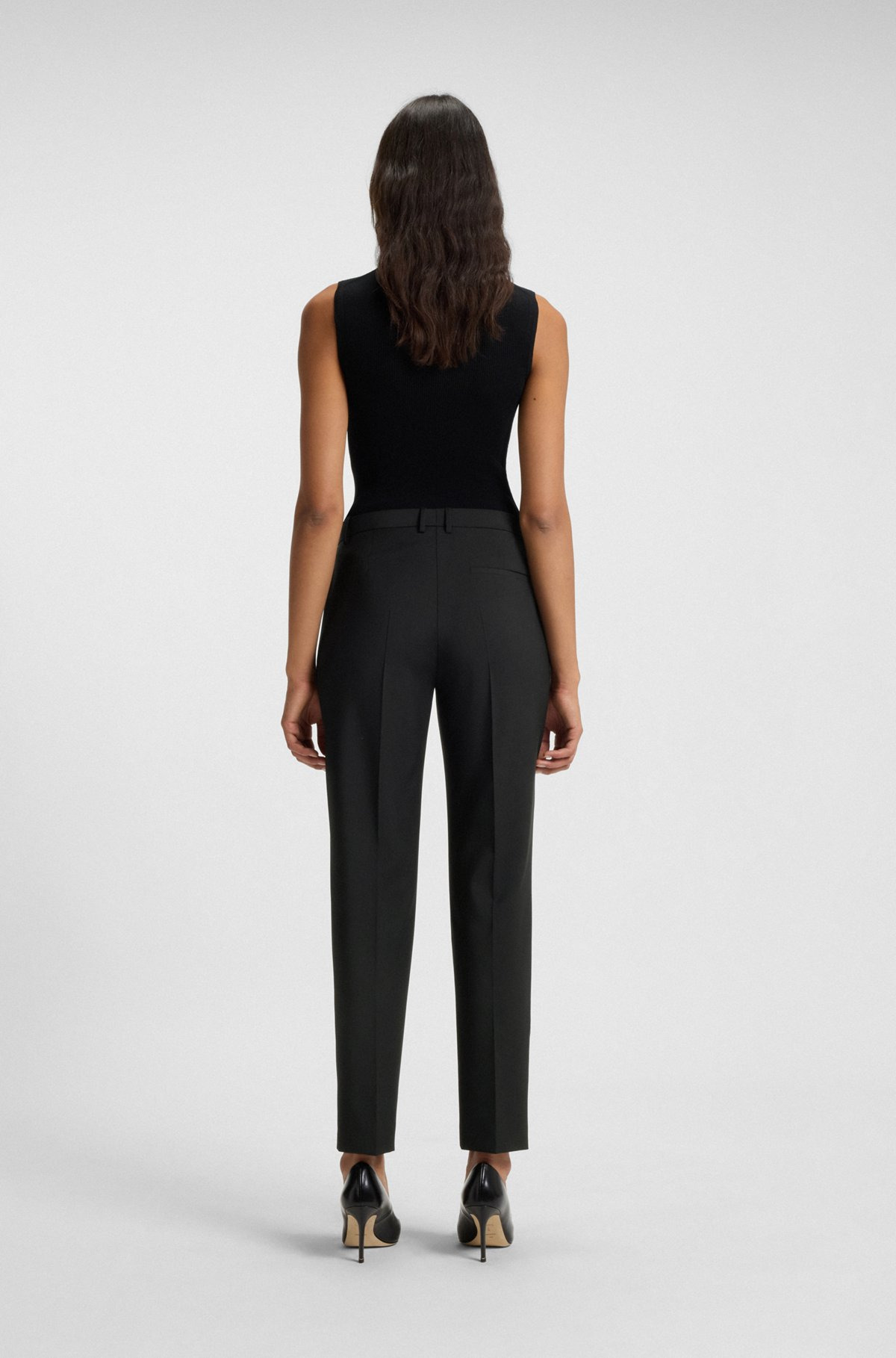 REGULAR-FIT TAPERED-LEG PANTS IN CHECKERED VIRGIN WOOL - 4