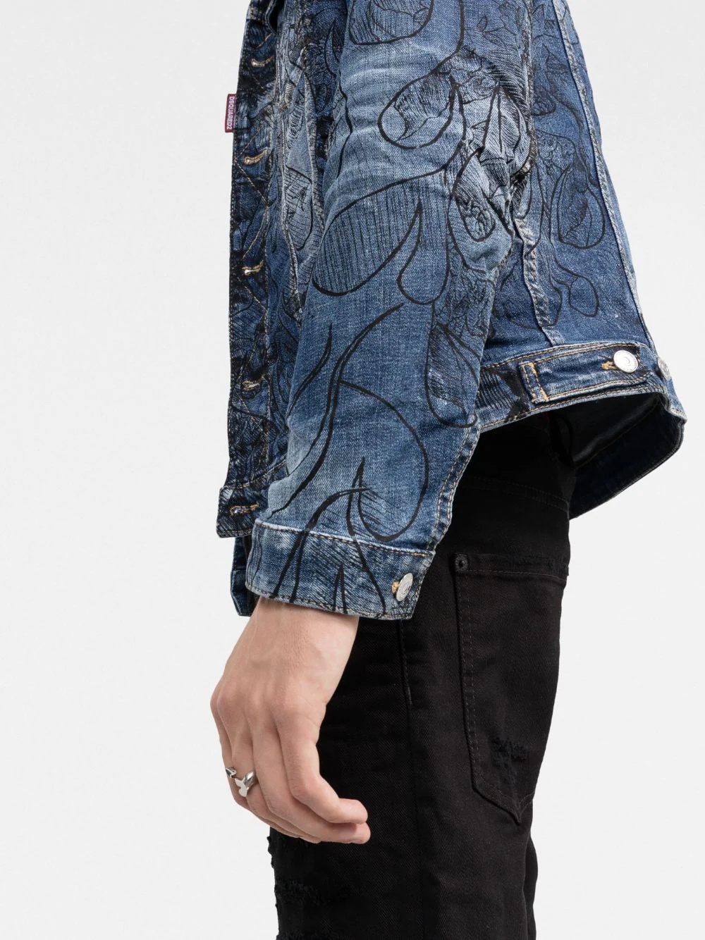 hand-drawn denim jacket - 5