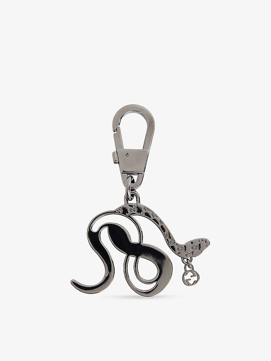 Snake Engraved Brass Keychain - 3