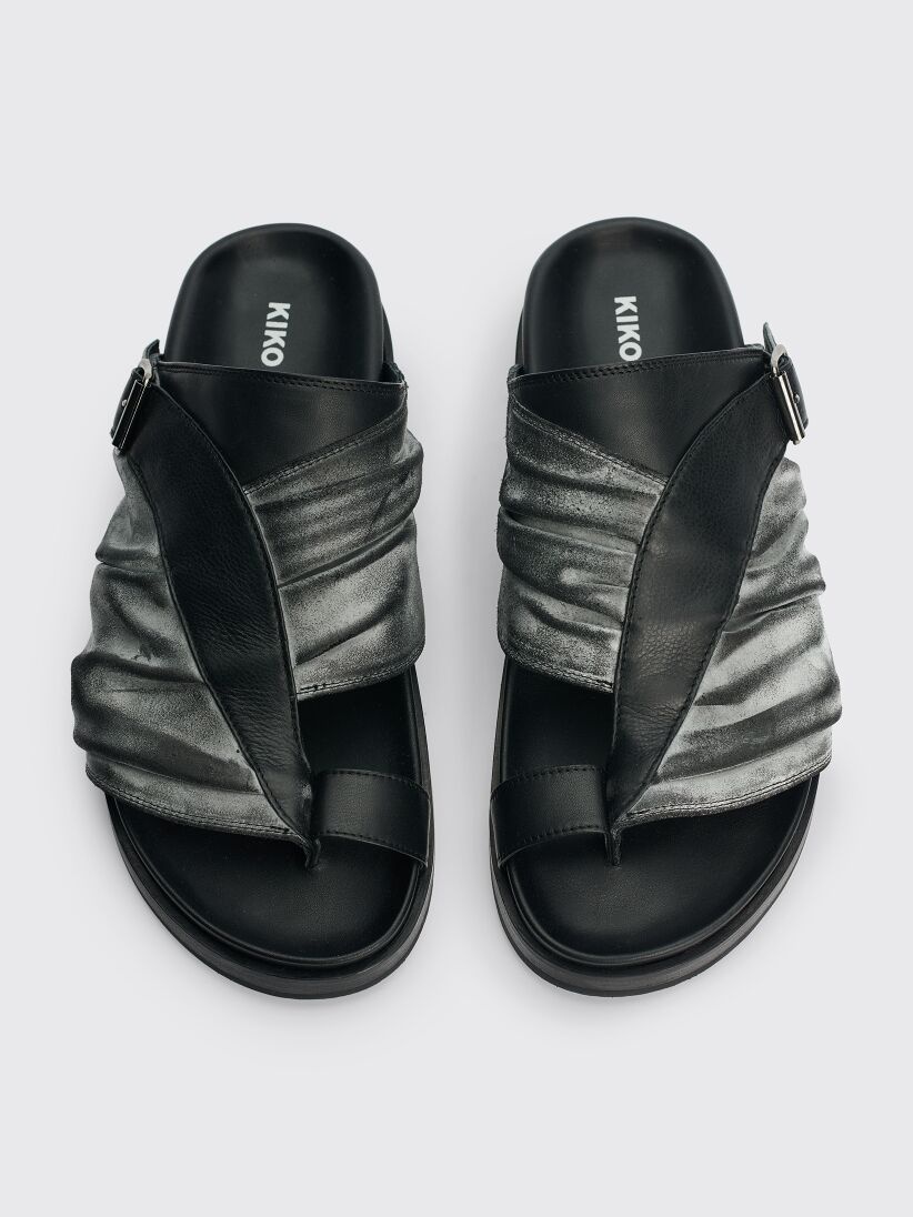 Kiko Kostadinov KIKO KOSTADINOV VALAKAS LEATHER SANDALS BLACK | REVERSIBLE