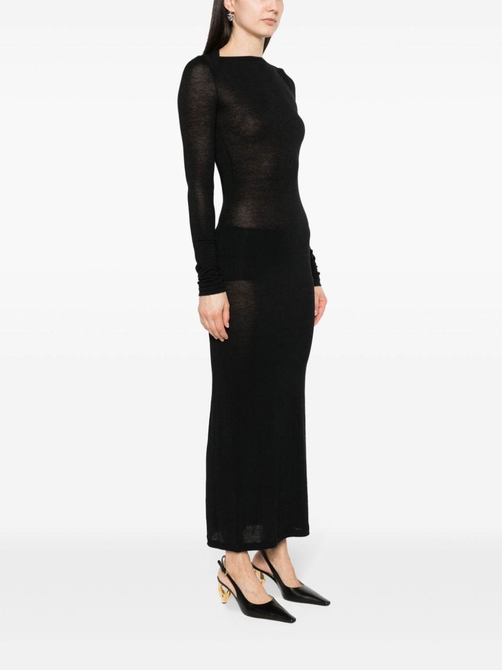 Saint Laurent Wool Blend Long Pencil Dress - 3