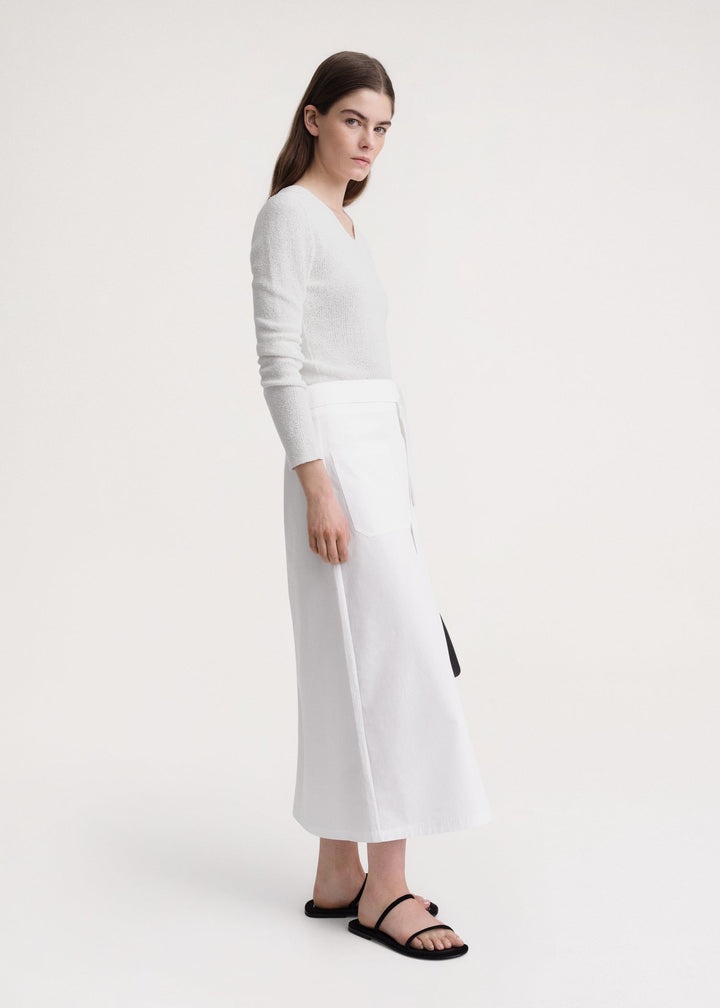 Tie-Waist cotton skirt white - 3