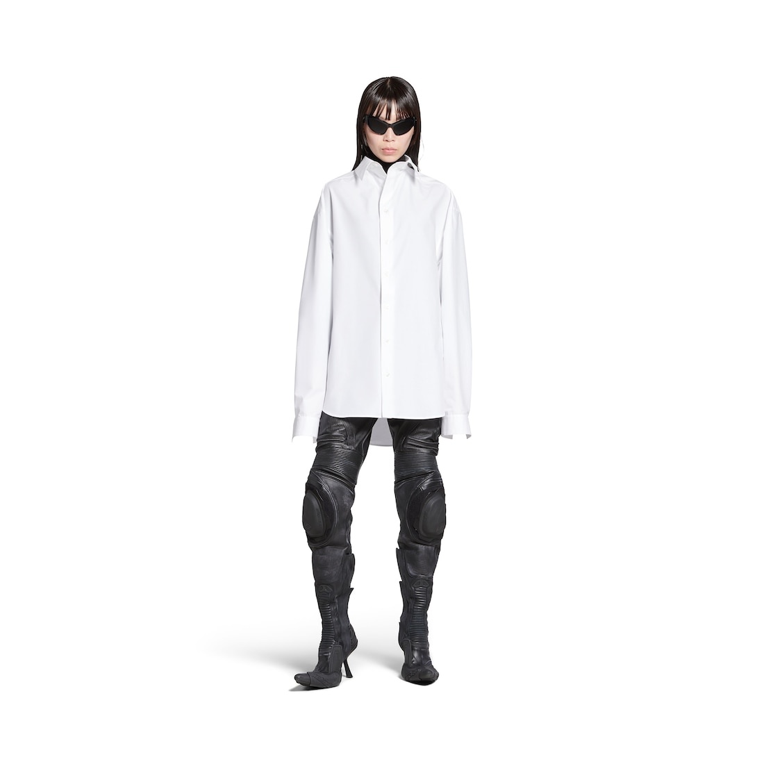 Women's Kick Collar Shirt Large Fit in White - 2