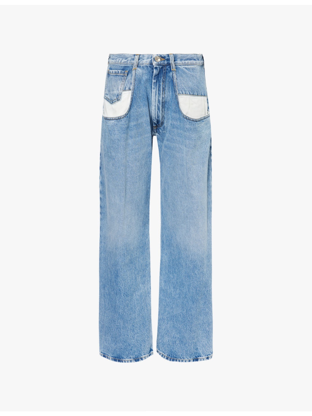Faded-wash straight-leg relaxed-fit jeans - 1