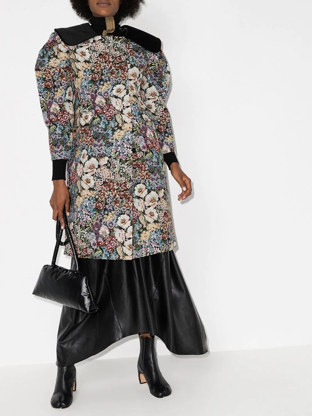 floral-jacquard coat - 2