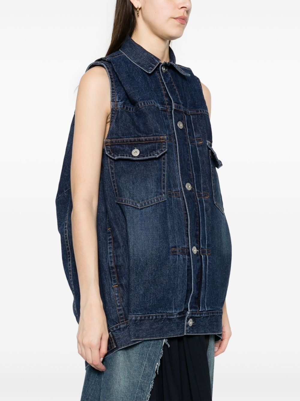 sleeveless denim gilet - 3