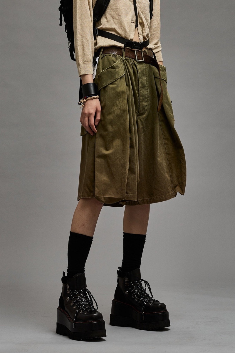 R13 JESSE MULTIPOCKET SHORT - OLIVE HERRINGBONE outlook
