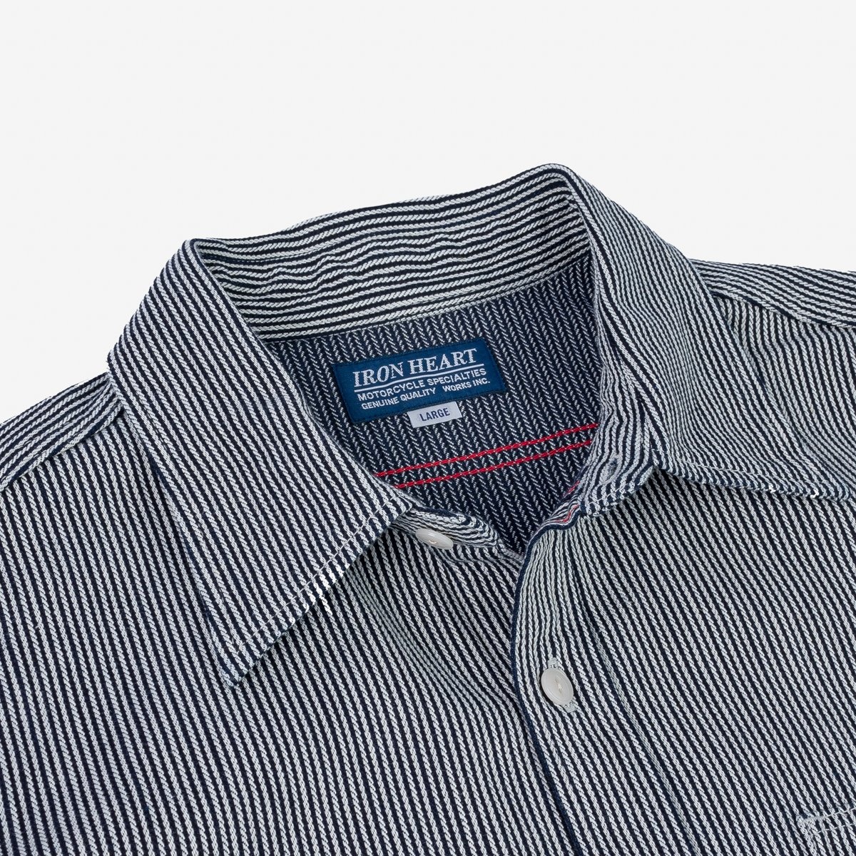 IHSH-366-IND 8oz Herringbone Hickory Stripe Work Shirt - Indigo - 9