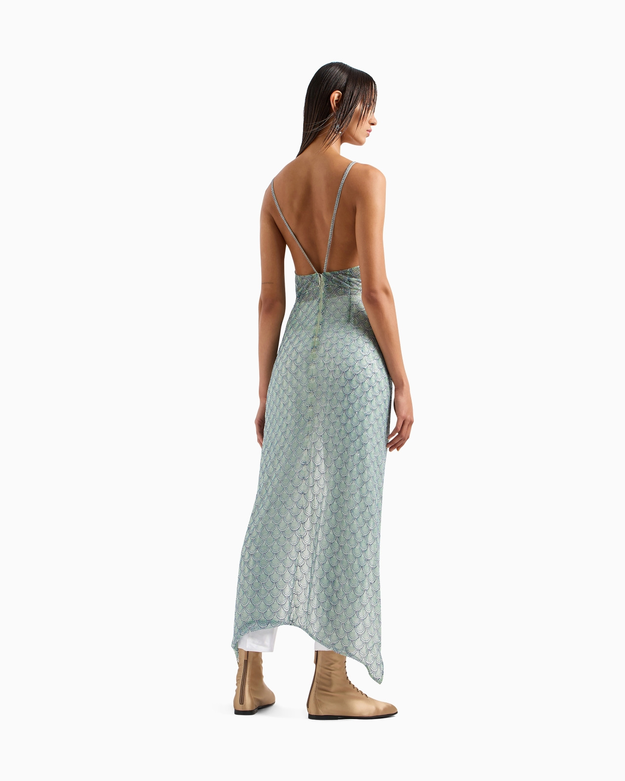 Embroidered-tulle long dress - 3