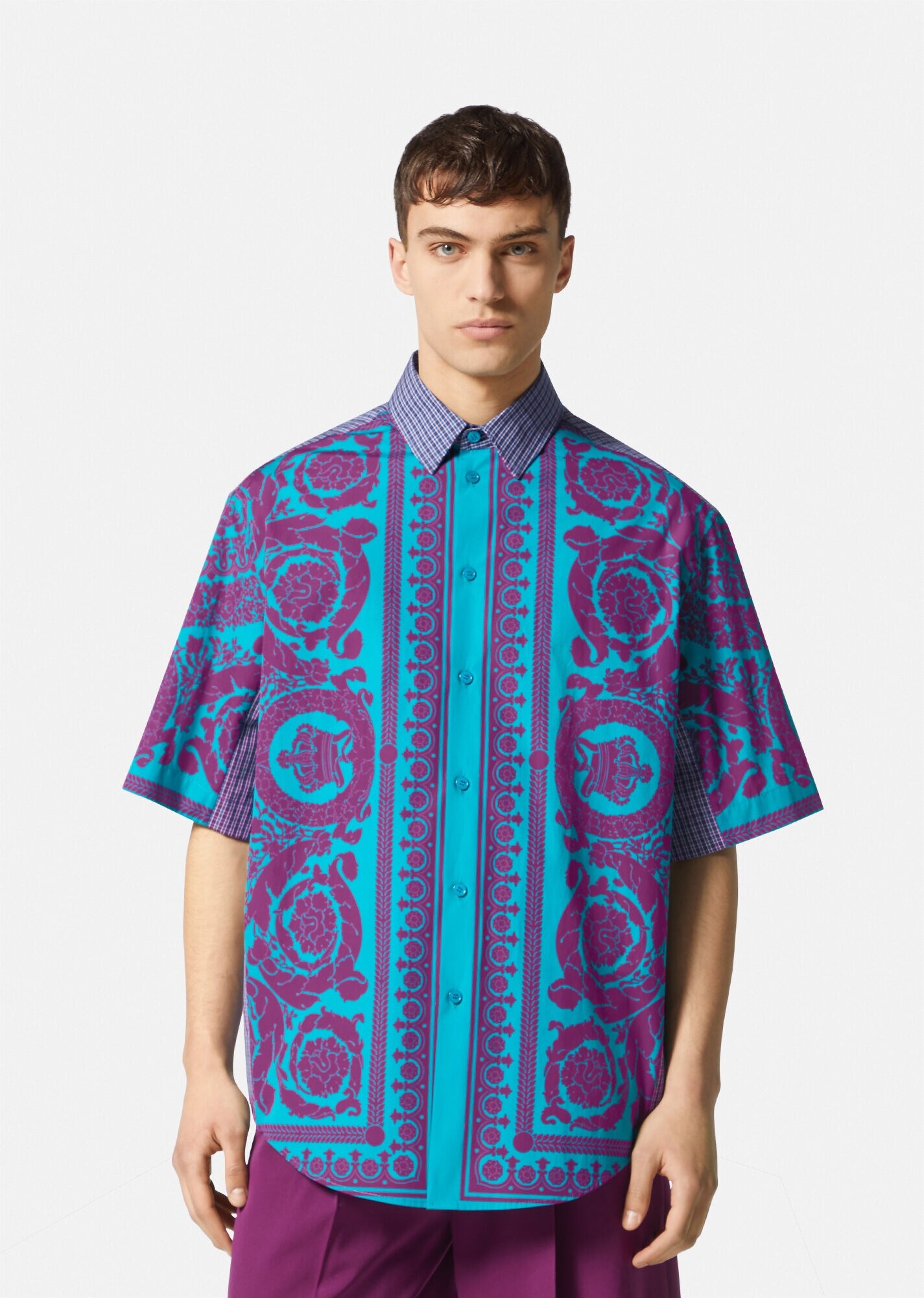 Barocco Silhouette Checked Shirt - 3