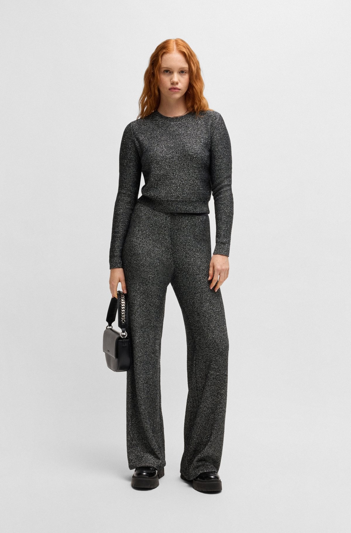 CROPPED SLIM-FIT SWEATER WITH SEQUIN EMBELLISHMENT - 3