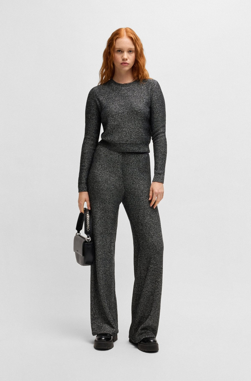 HUGO CROPPED SLIM-FIT SWEATER WITH SEQUIN EMBELLISHMENT outlook