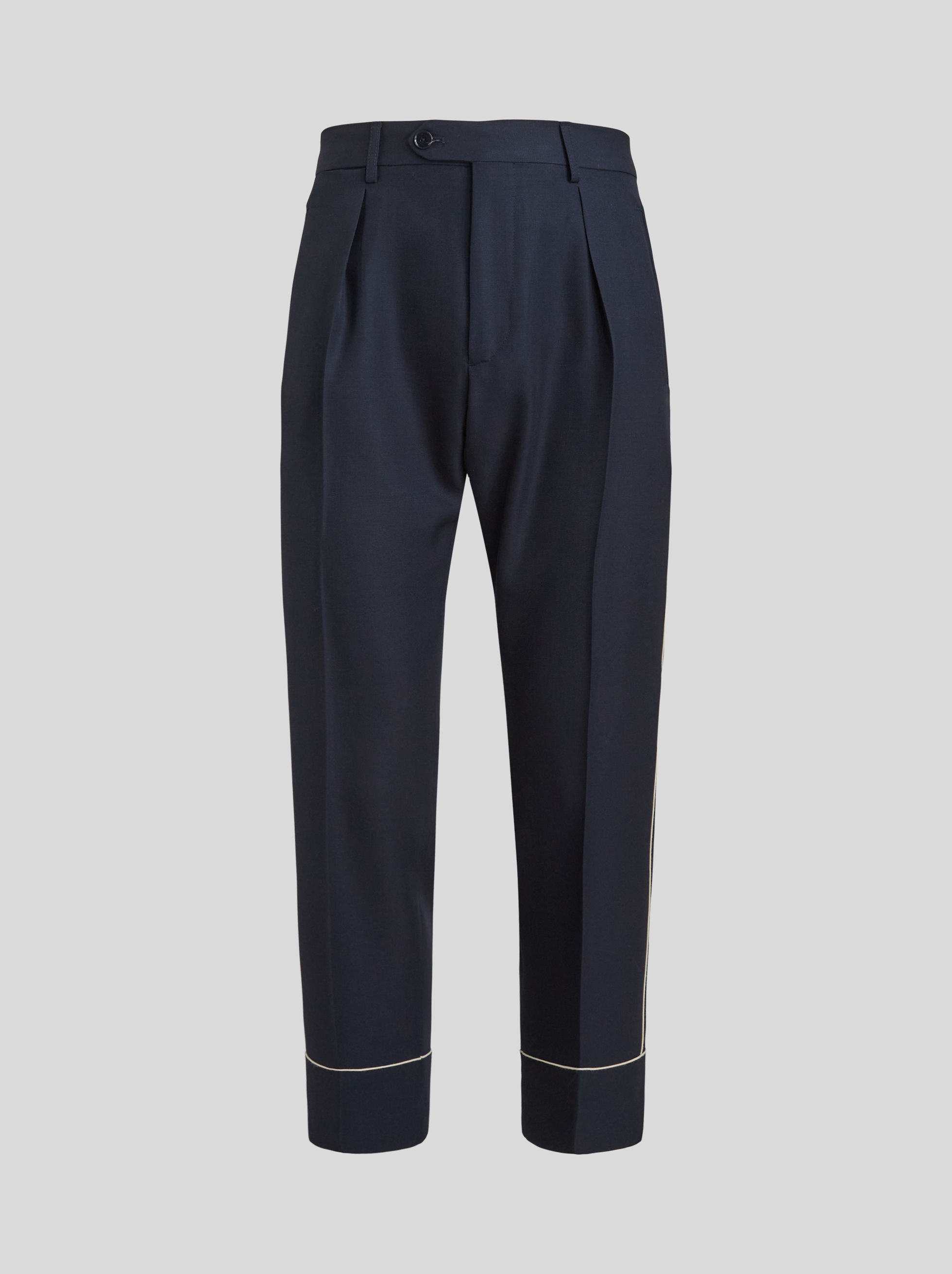TAILORED WOOL TROUSERS WITH PIPING - 1