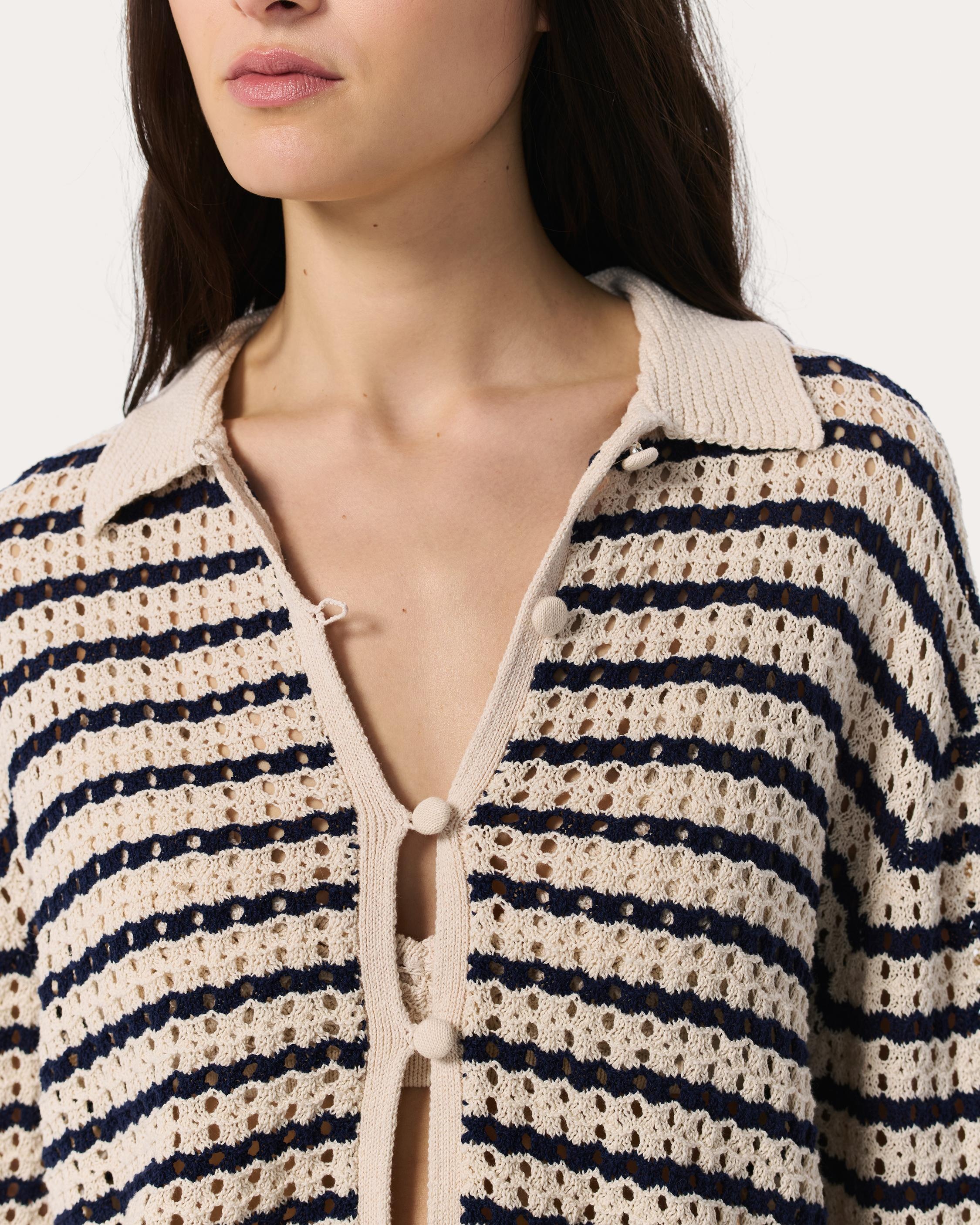 Khloe Striped Open-Knit Cardigan - 4