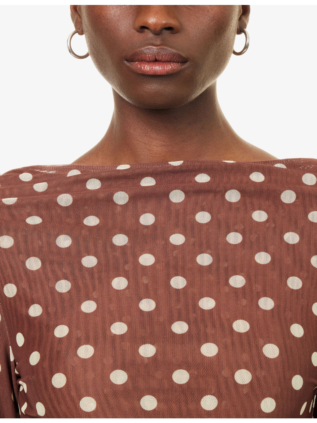 Layer Polka-Dot Stretch-Woven Top - 5