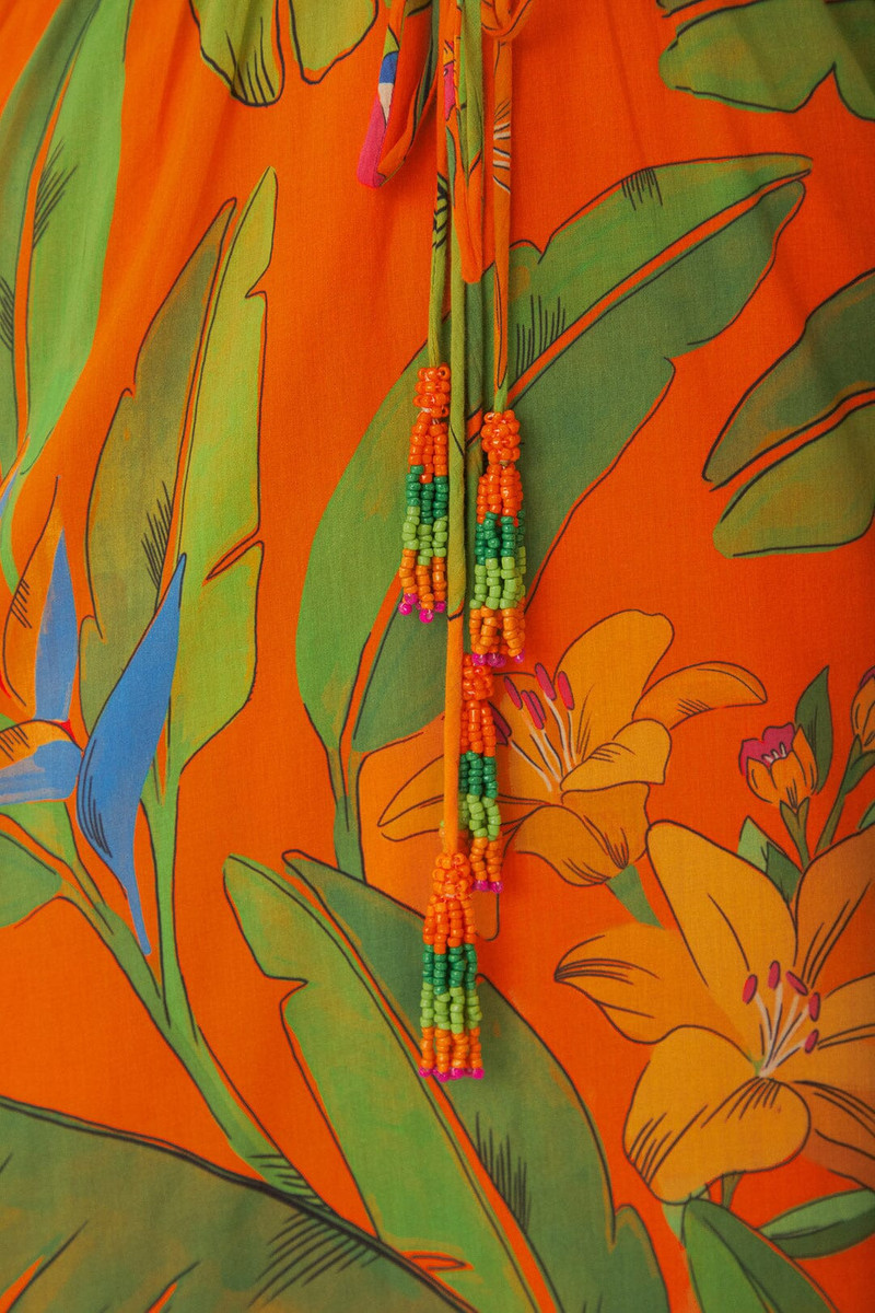 Orange Fresh Macaws Midi Dress 4