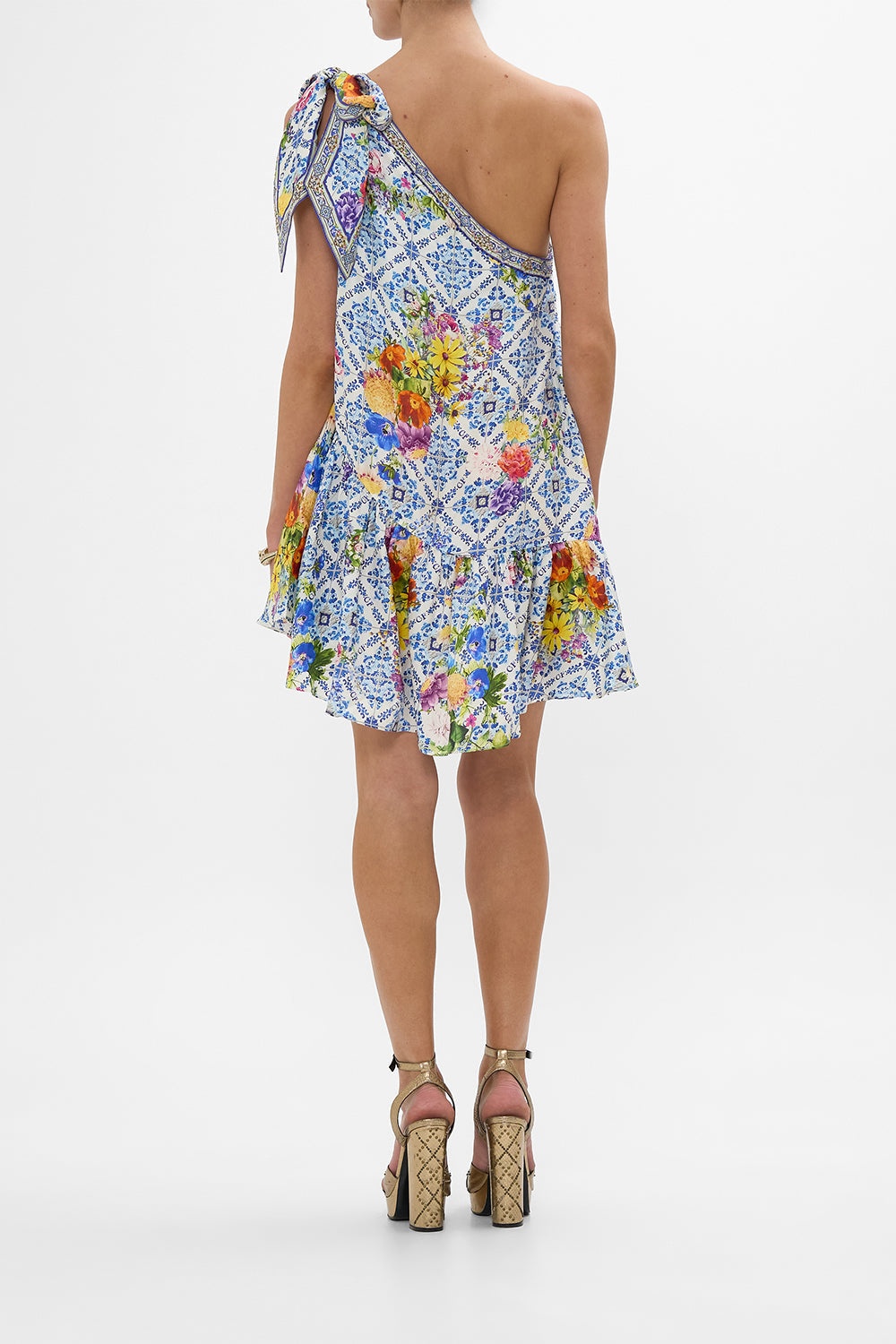 TIE ONE SHOULDER SHORT DRESS - 3