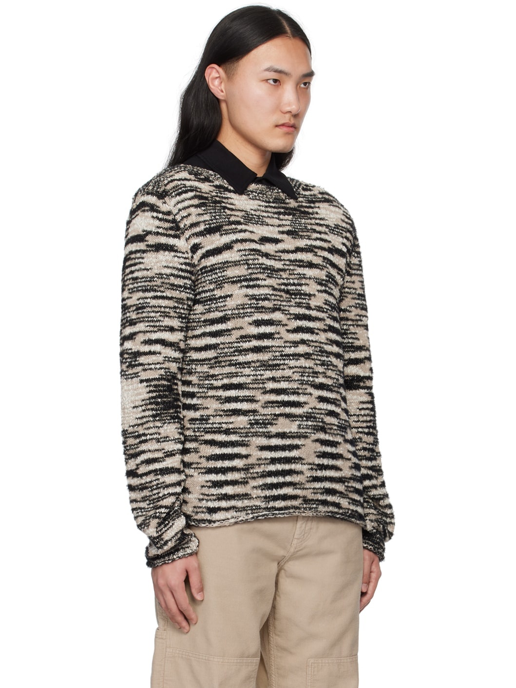 Beige Boat Neck Sweater - 2