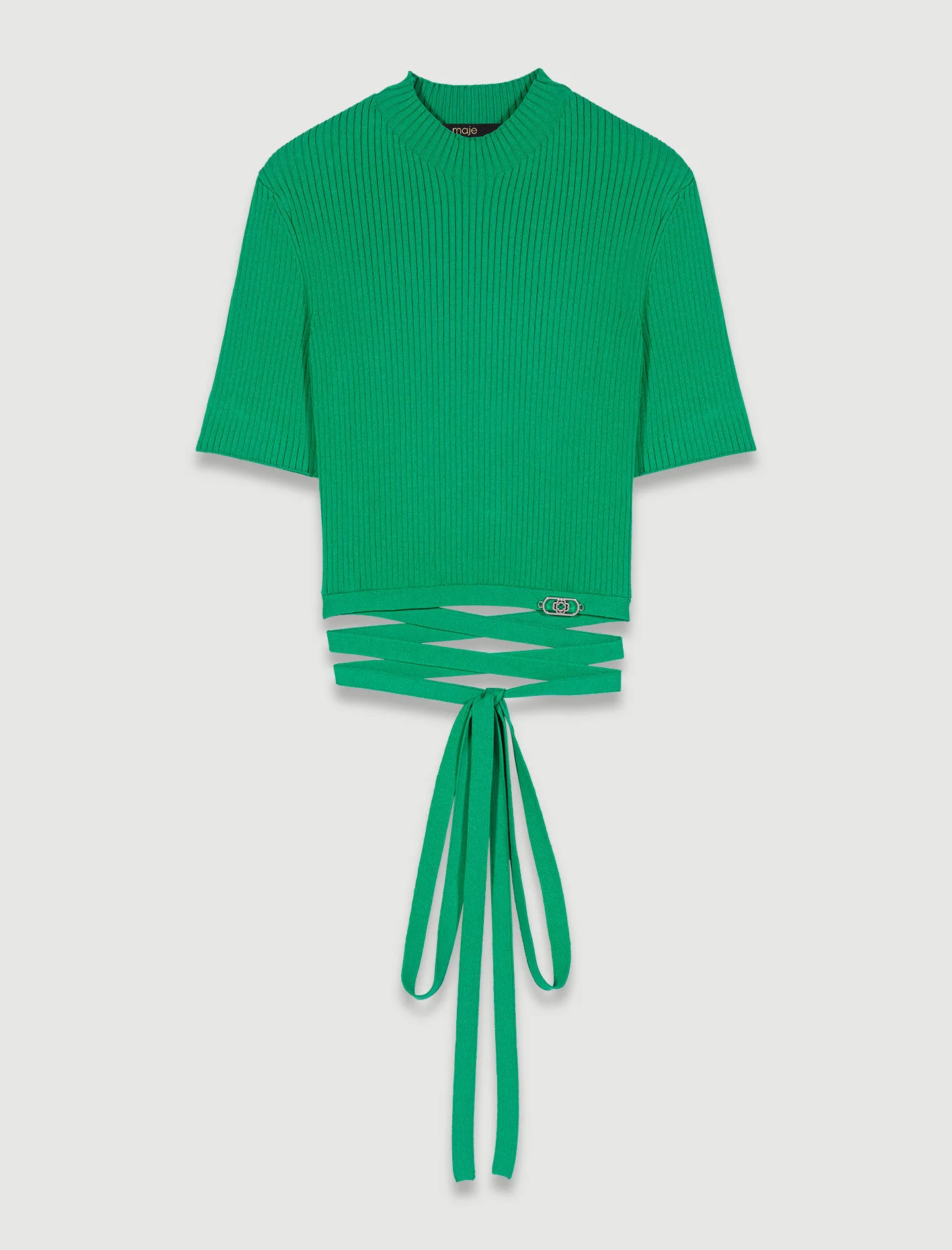 Knit crop top with ties - 1