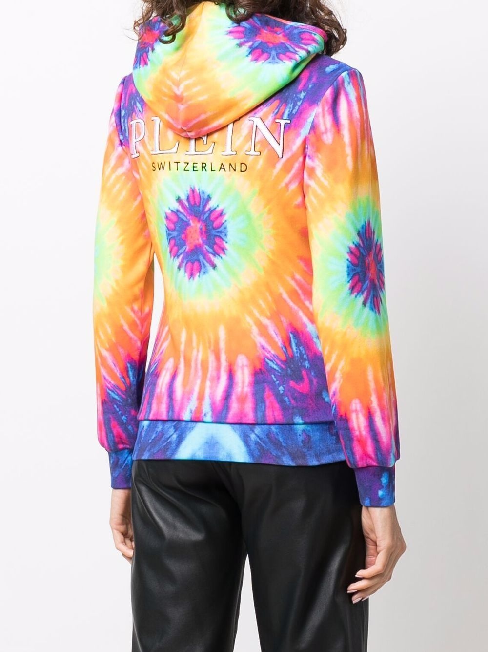 logo-print tie-dye zipped hoodie - 4